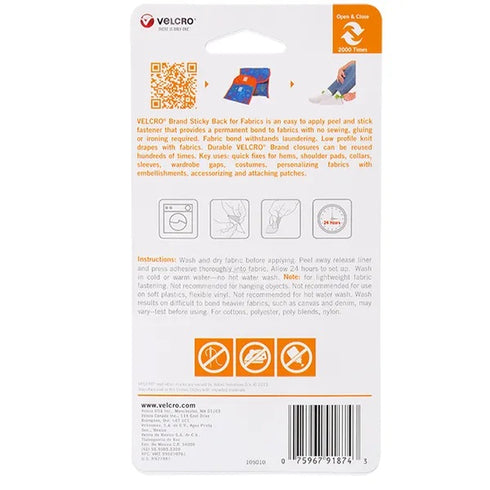 102mm x 152mm White Colour Sticky Back Velcro Tape for Fabrics