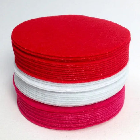 10cm Red, White & Pink Colours Round Shape Felt Sheets