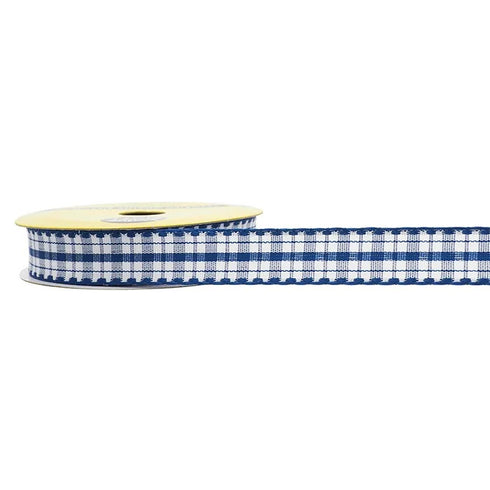 15mm Navy Colour Gingham Stitch Edge Ribbon