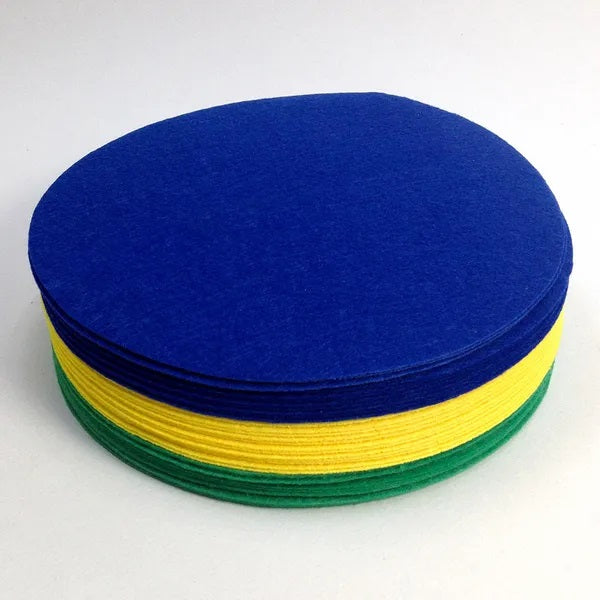 20cm Green, Yellow & Blue Colours Round Shape Felt Sheets