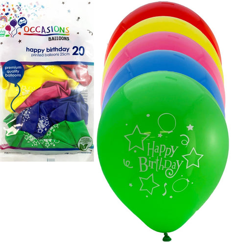 25cm Alpen Happy Birthday Printed Balloons