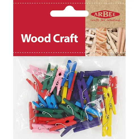 25mm Wooden Mini Pegs with Spring (available in 2 colours)