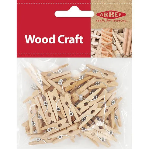 25mm Wooden Mini Pegs with Spring (available in 2 colours)