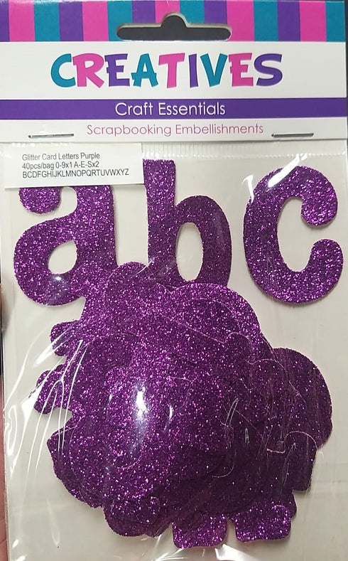 Purple Colour Glitter Card Letters & Numbers