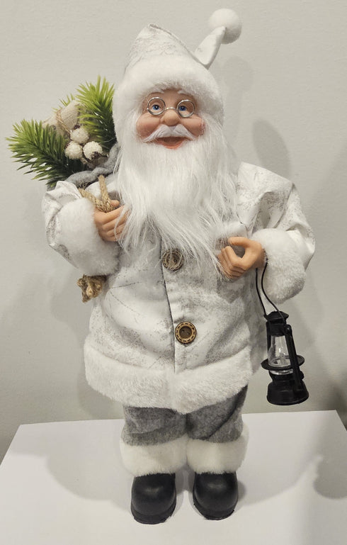30cm White Santa Christmas Figurine