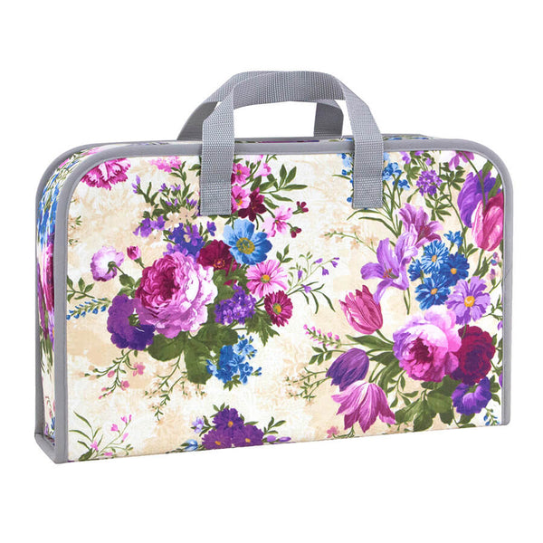 38cm x 10.5cm x 24.5cm Sewing Storage Carry Case - Mixed Floral Pots