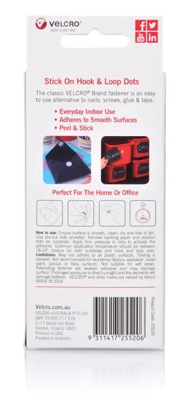 40mm x 22mm Black Colour Stick On Hook & Loop Velcro Dots