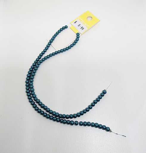 4mm Round Glass Pearls Strung Beads (available in 7 colours)