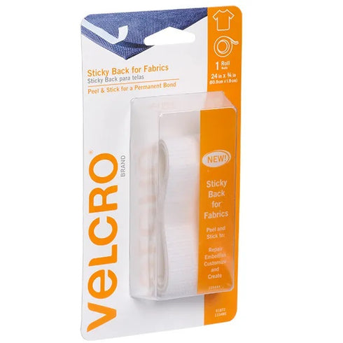 609mm x 19mm White Colour Sticky Back Velcro Tape for Fabrics