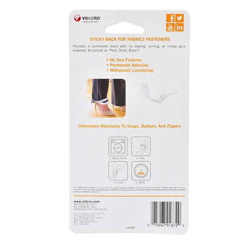 609mm x 19mm White Colour Sticky Back Velcro Tape for Fabrics