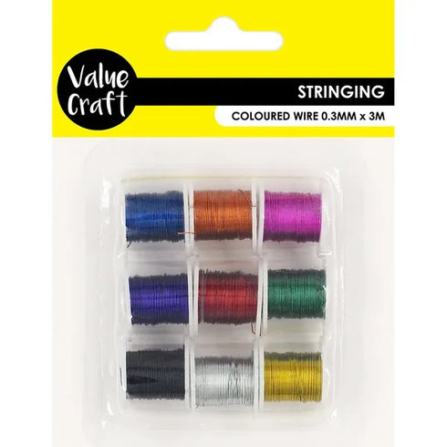 9pcs Metallic Assorted Colours Stringing Wire