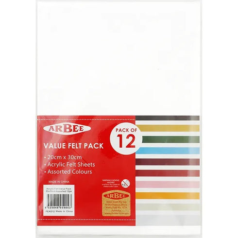 Assorted Colours Acrylic Felt Value Pack