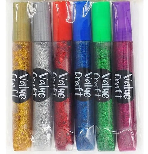Assorted Colours Craft Glitter Glue Pens