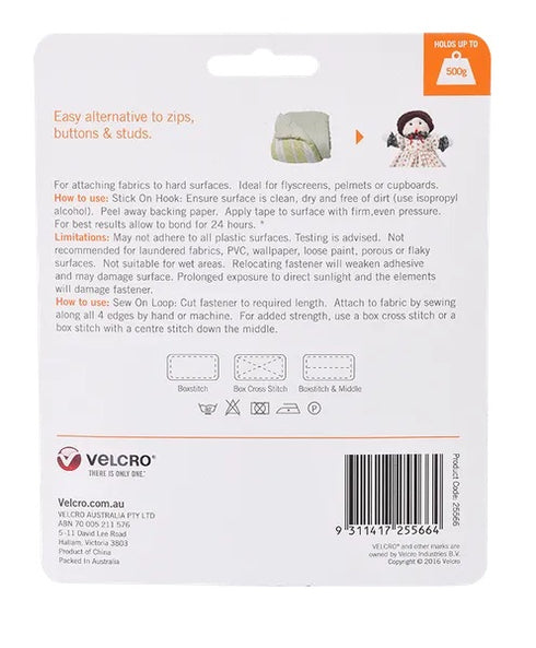 Black Colour StickNSew Hook & Loop Velcro Tape