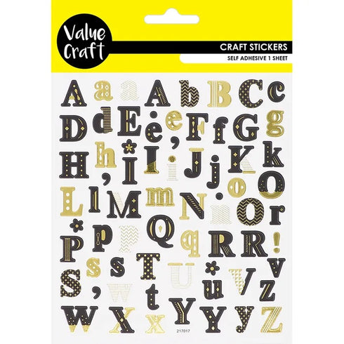 Black & Gold Colour Foil Alphabets Stickers