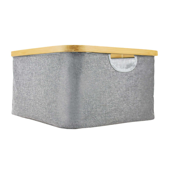 Charcoal Colour Medium Bamboo Frame Storage Basket
