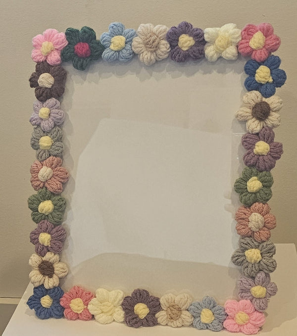 Handmade Crochet Flower Photo Frame