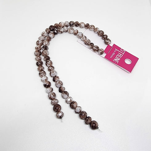 Glass Round & Squashed Facet Marble Strung Beads (available in 4 colours)
