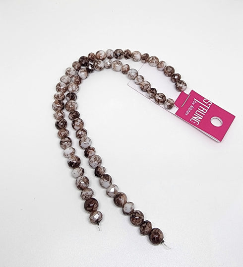 Glass Round & Squashed Facet Marble Strung Beads (available in 4 colours)