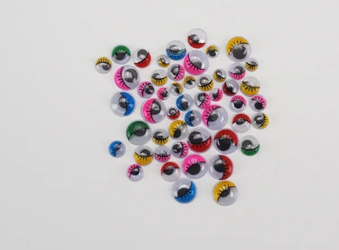 Glue On Round Shape with Lashes Joggle Eyes