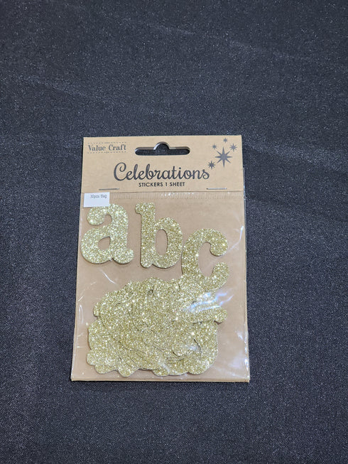Gold Colour Glitter Letter Stickers