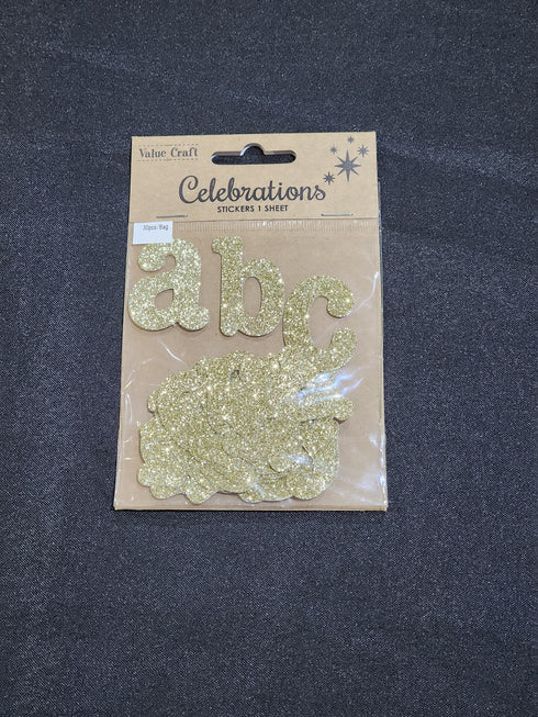 Gold Colour Glitter Letter Stickers
