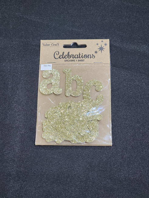 Gold Colour Glitter Letter Stickers