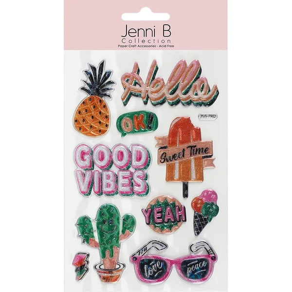 Good Vibes Theme Glitter Teen Stickers
