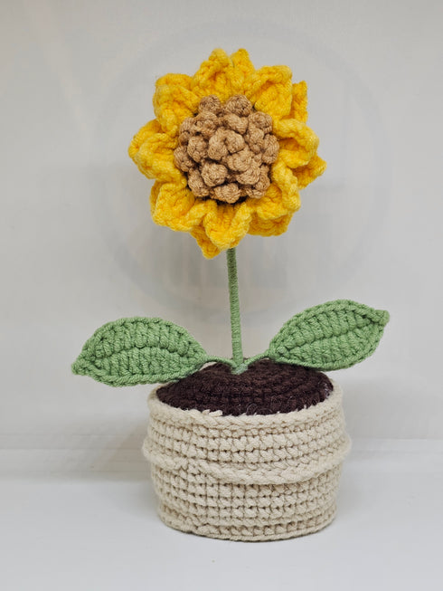 Handmade Crochet Sunflower in Pot