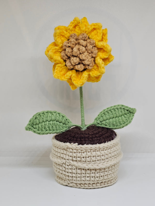 Handmade Crochet Sunflower in Pot