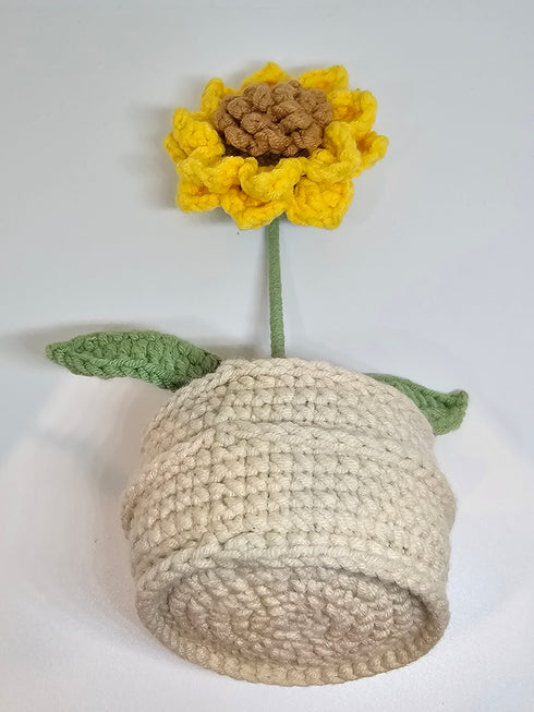 Handmade Crochet Sunflower in Pot