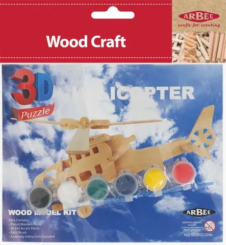 Helicopter 3D Wooden Puzzle DIY Kit