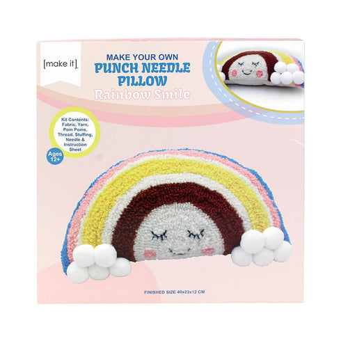 Make Your Own Punch Needle Pillow DIY Kit - Rainbow Smile