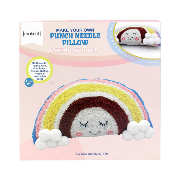Make Your Own Punch Needle Pillow DIY Kit - Rainbow Smile