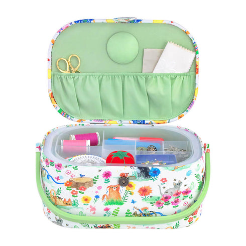 Medium Sewing Storage Basket - Playful Cats In Bloom