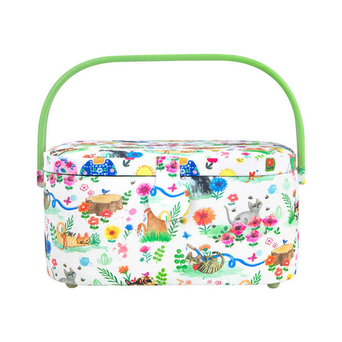 Medium Sewing Storage Basket - Playful Cats In Bloom