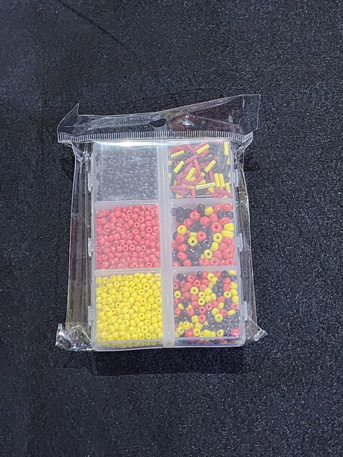 Mixed Red, Yellow & Black Colour Bead Box