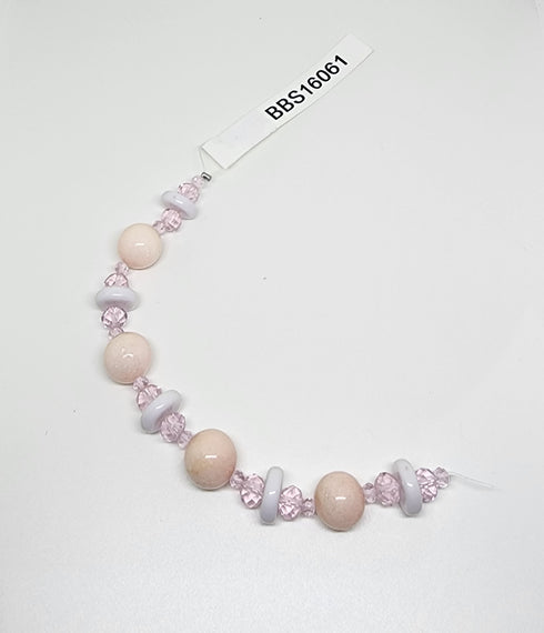 Pink Colour Round Glass Strung Beads