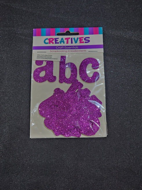 Purple Colour Glitter Card Letters & Numbers