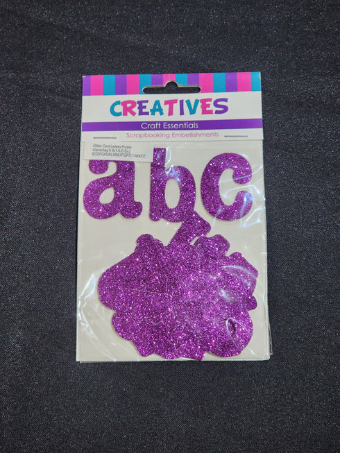 Purple Colour Glitter Card Letters & Numbers
