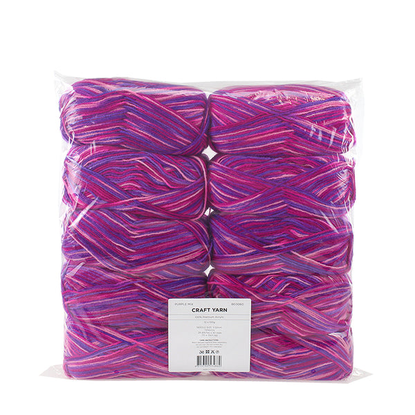 Purple Mix Colour Be Craft Premium Acrylic Yarn
