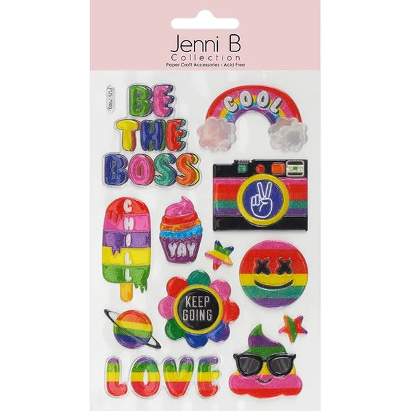 Rainbow Theme Glitter Teen Stickers
