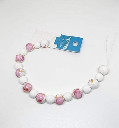 Round Porcelain Floral Strung Beads