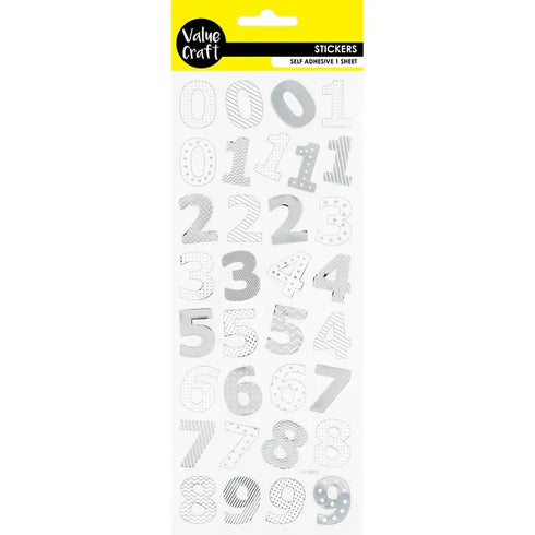 Silver Colour Metallic Numbers Stickers
