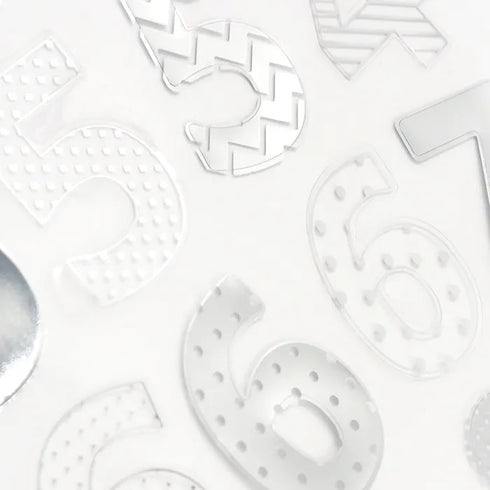 Silver Colour Metallic Numbers Stickers