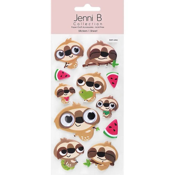 Sloths Puffy Googly Eye Sticker