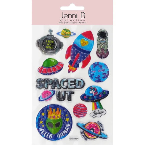 Spaced Out Theme Glitter Teen Stickers