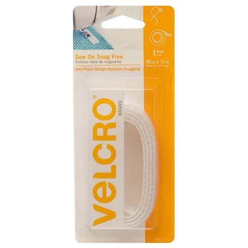 White Colour Sew On Snag Free Hook & Loop Velcro Tape