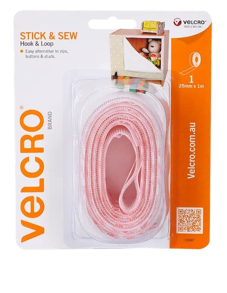 White Colour StickNSew Hook & Loop Velcro Tape