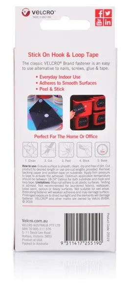 White Colour Stick On Hook & Loop Velcro Tape